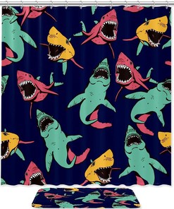 Sharks Sea Ocean Waterproof Fabric Shower Curtain for Your Bathroom cute curtain