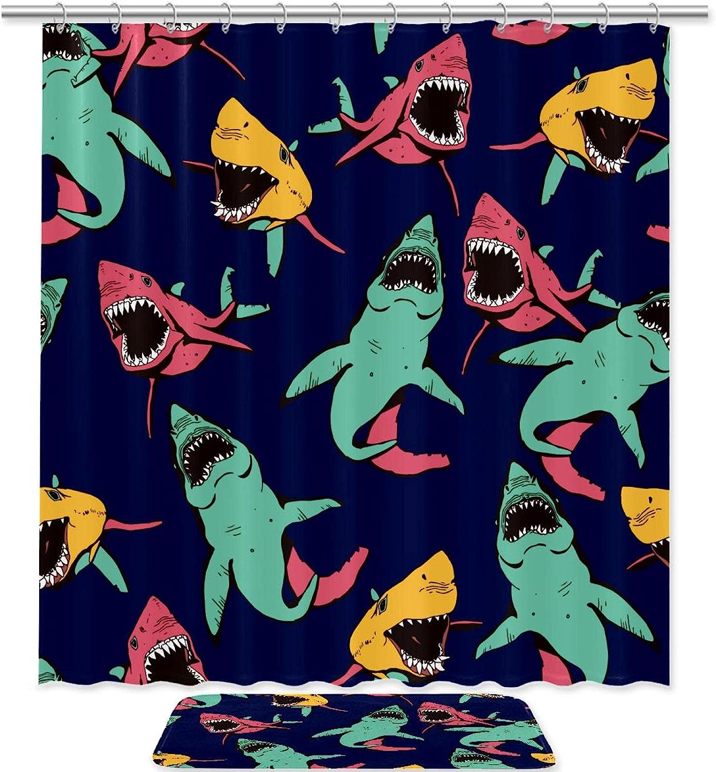 Sharks Sea Ocean Waterproof Fabric Shower Curtain for Your Bathroom cute curtain