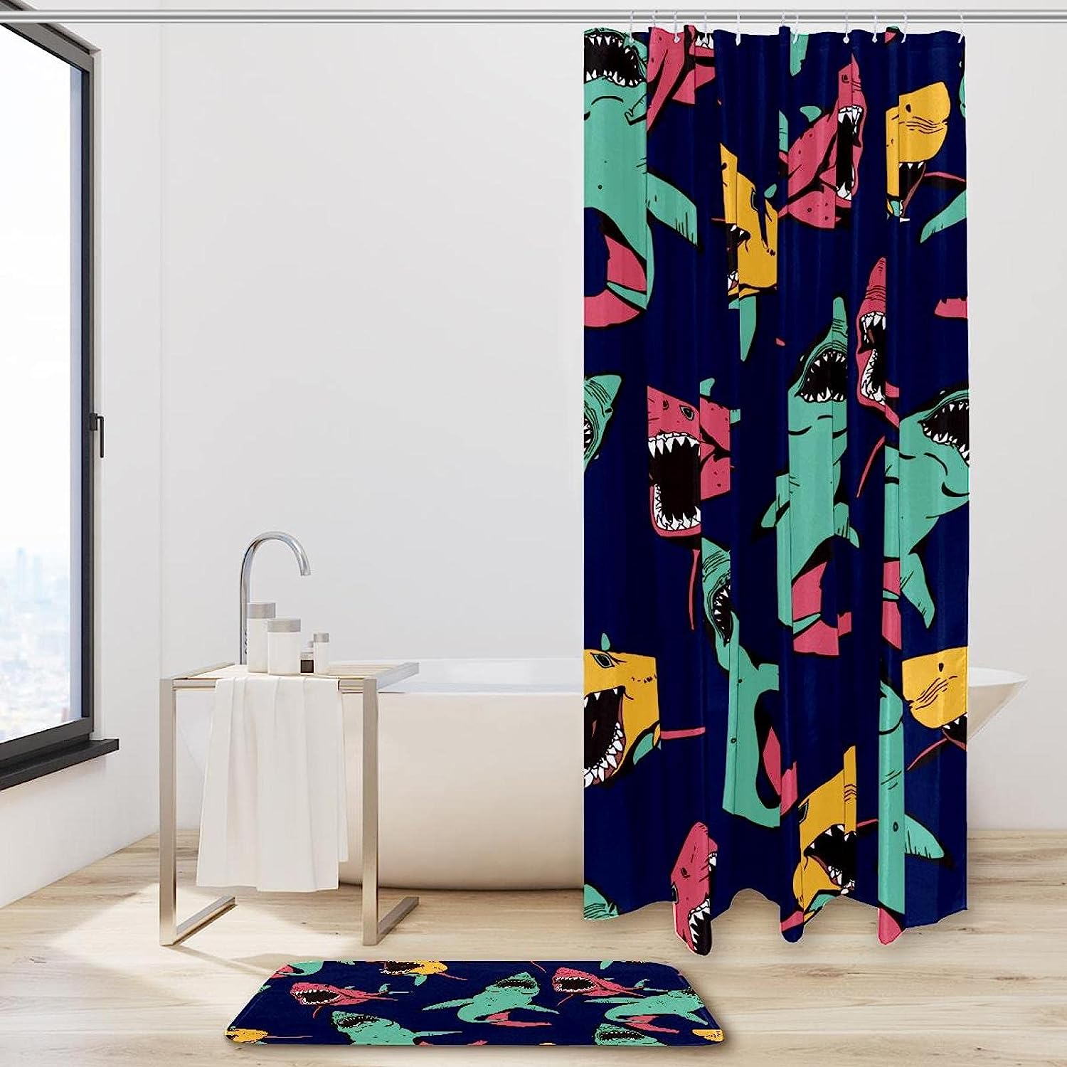 Sharks Sea Ocean Waterproof Fabric Shower Curtain for Your Bathroom cute curtain