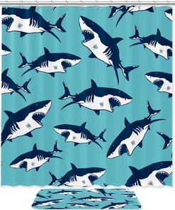 Sharks Sea Ocean Waterproof Shower Curtain for Your Bathroom