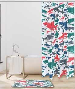 Sharks Seamless Pattern Waterproof Shower Curtain for Bathroom