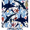 Sharks Shells Starfishes Waterproof Shower Curtain Set for Your Bathroom