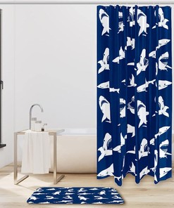 Sharks Silhouettes Pattern Waterproof Shower Curtain for Your Bathroom