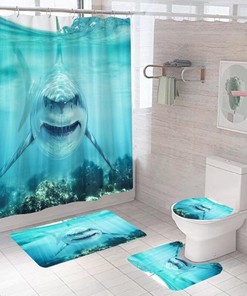 Shark's Smile Waterproof Shower Curtain, Add Quotes or Any Text