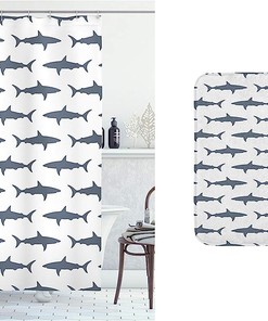 Sharks Swimming Silhouettes Sea Animals Shower Curtain & Bundle Set
