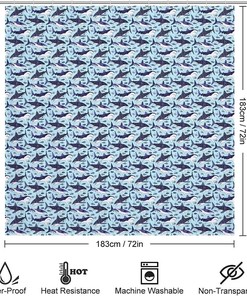 Sharks on Blue Ocean Floor 3D Waterproof Shower Curtain