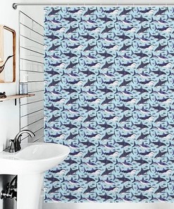 Sharks on Blue Ocean Floor 3D Waterproof Shower Curtain
