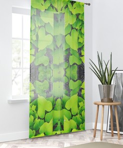 Sheer Green Leaves Window Curtain for Nature-inspired Room Decor