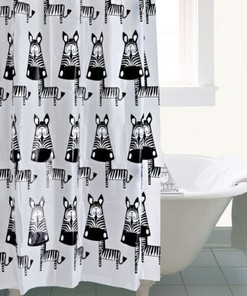 Sheer Panel Zebra Print Shower Curtain for Delicate Bathroom Decor