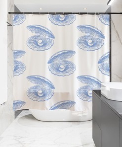 Shell Clam Pearl Shower Curtain For A Modern Minimalist Home Bath Decor