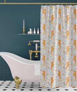Shell Pink Royal Reef Shower Curtain in 3 Sizes - Lovely Bathroom Decor 