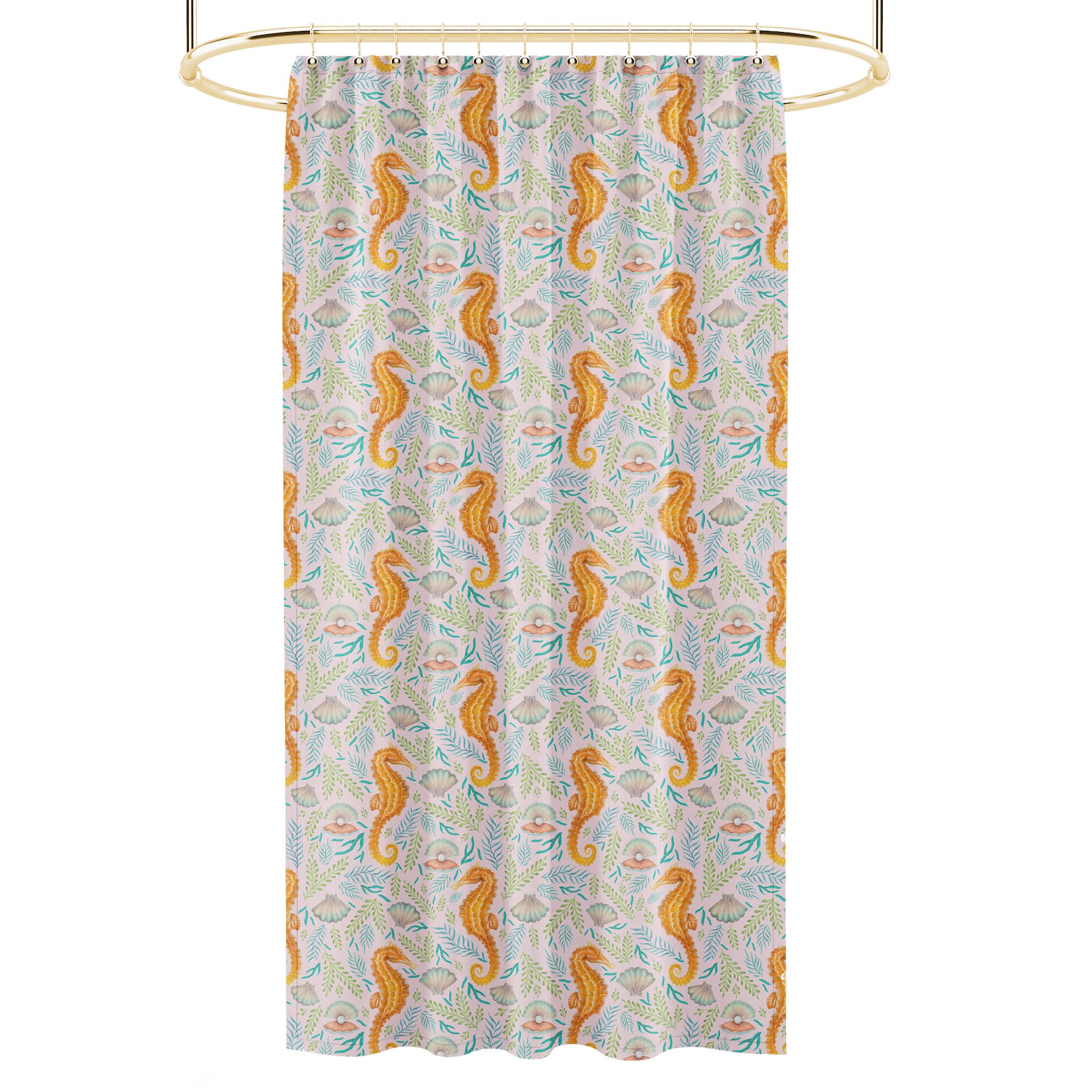 Shell Pink Royal Reef Shower Curtain in 3 Sizes - Lovely Bathroom Decor