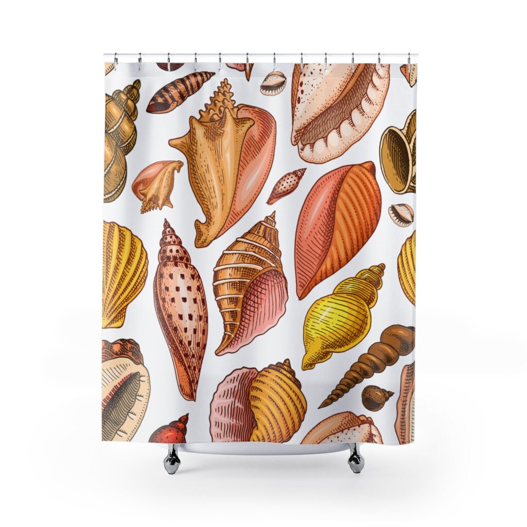 Shellfish In The Sea Retro Shower Curtain for Unique Bathroom Decor Gift