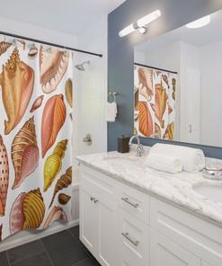Shellfish In The Sea Retro Shower Curtain for Unique Bathroom Decor Gift