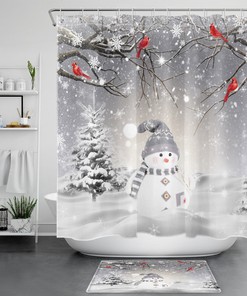 Shimmer Effect Snowflake Winter Shower Curtain 