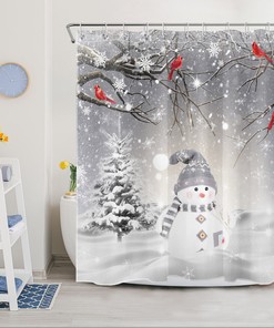 Shimmer Effect Snowflake Winter Shower Curtain