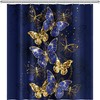 Shining Blue Butterfly Shower Curtain With Butterflies And Diamond Gold Moth Design For Bathroom Decor