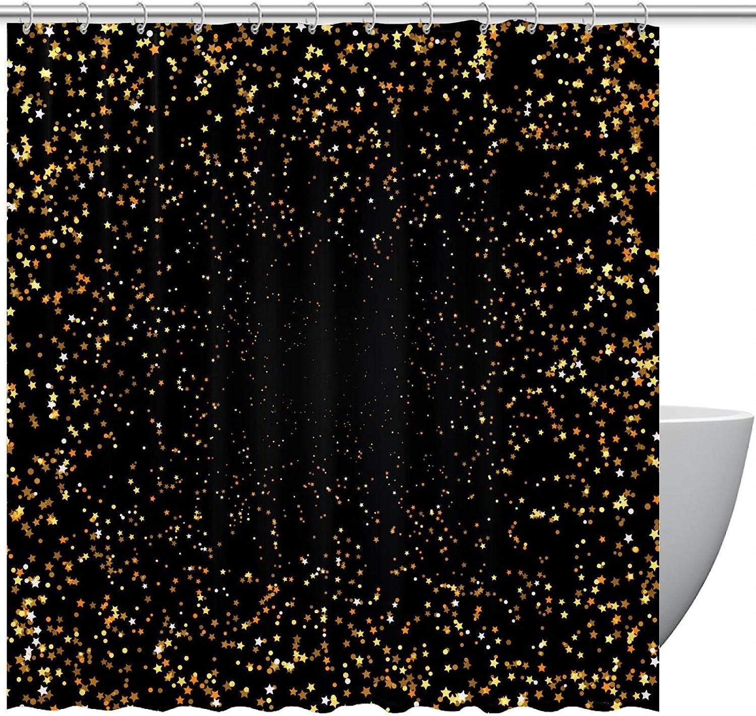 Shining Gold Stars Shower Curtain, Perfect For Elegant Bathroom Decor