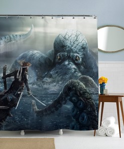 Shipwreck Art Kraken Pirate Shower Curtain for Quirky and Steampunk Bathroom Decor