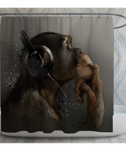 Show Off Your Love for Music with Monkey Chimpanzee Bathroom Shower Curtain 