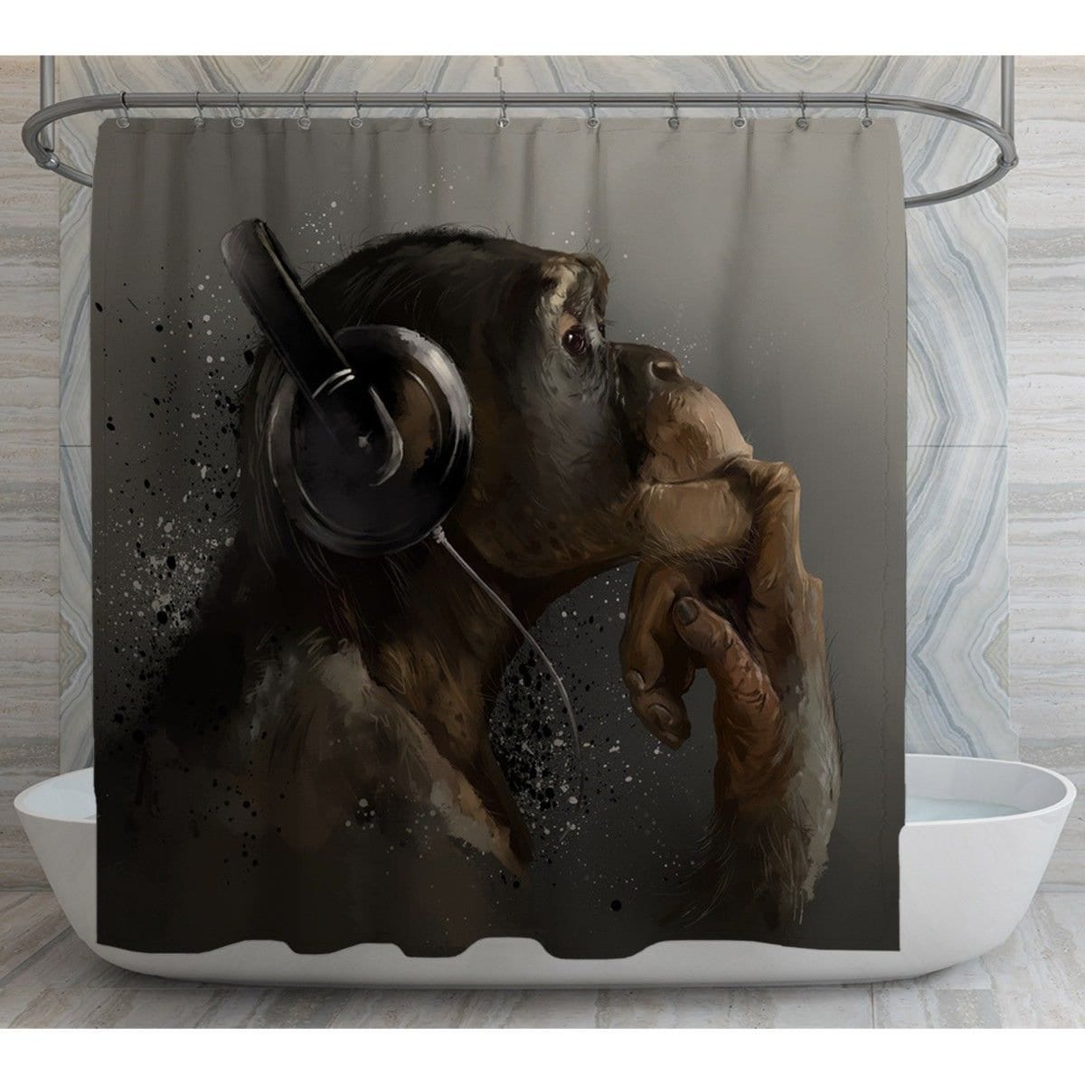 Show Off Your Love for Music with Monkey Chimpanzee Bathroom Shower Curtain
