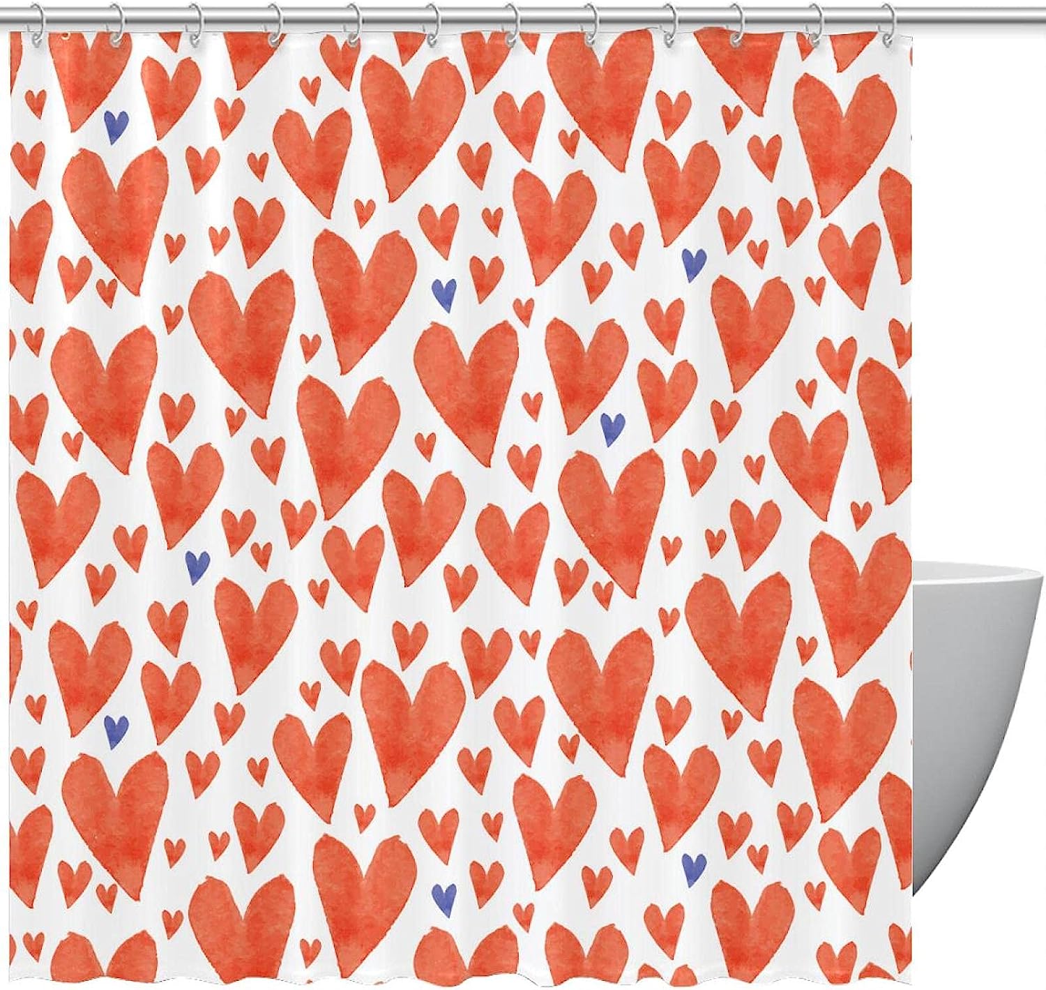 Show Some Love with Watercolor Hearts Love Pattern Shower Curtain for Your Bathroom
