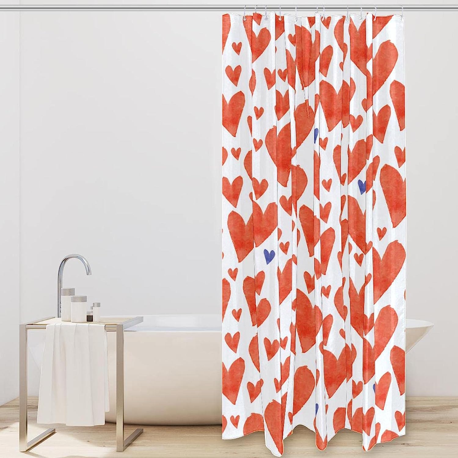 Show Some Love with Watercolor Hearts Love Pattern Shower Curtain for Your Bathroom
