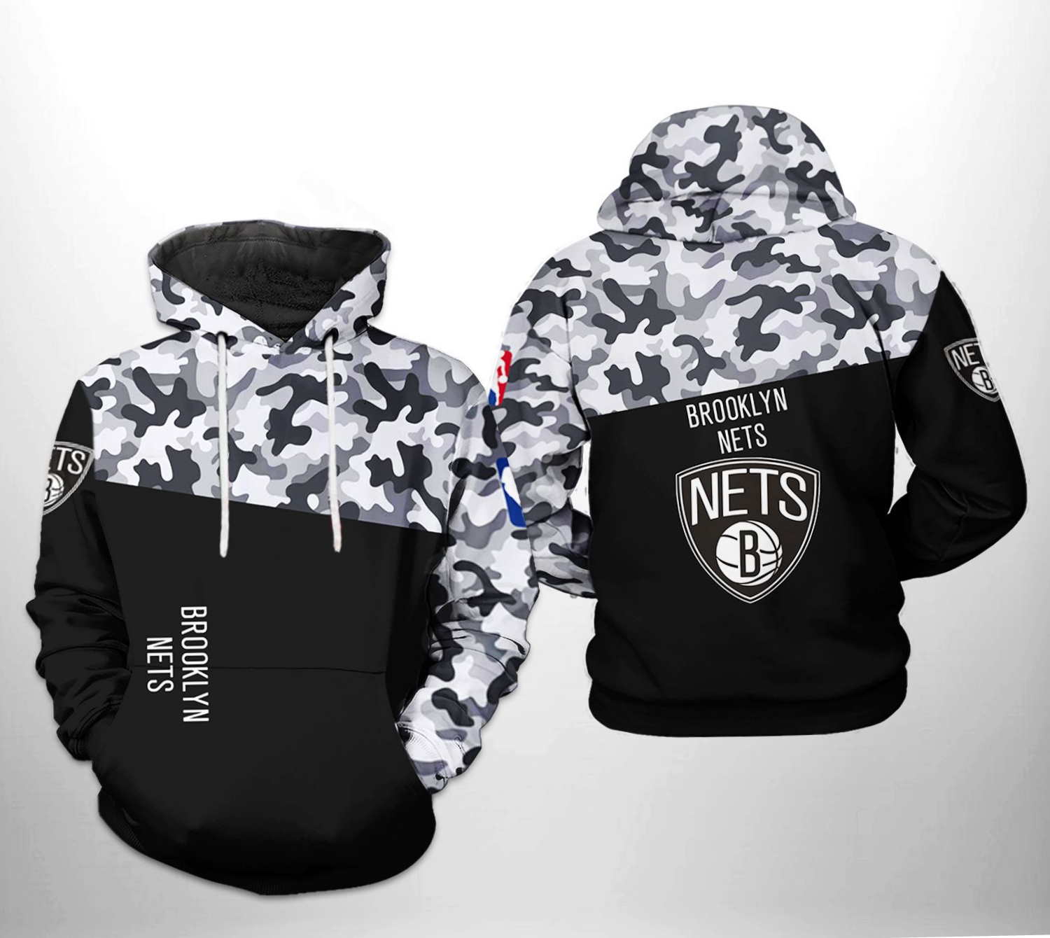 Show Your Dedication With Brooklyn Nets Nba Camo Veteran Team 3D Hoodie