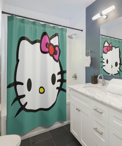 Show Your Love For Hello Kitty With This Inspired Shower Curtain - A Perfect Gift For Any Fan
