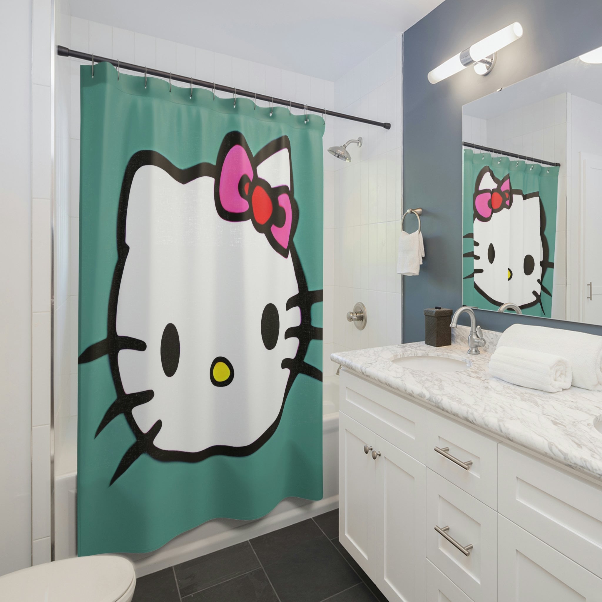 Show Your Love For Hello Kitty With This Inspired Shower Curtain - A Perfect Gift For Any Fan
