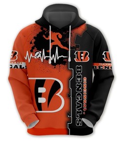 Show Your Support With This All Over Print 3D Cincinnati Bengals Zip Hoodie - Perfect For Nfl Fans