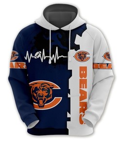 Show Your Support With This Chicago Bears All Over Print 3D Zip Hoodie For Nfl Fans