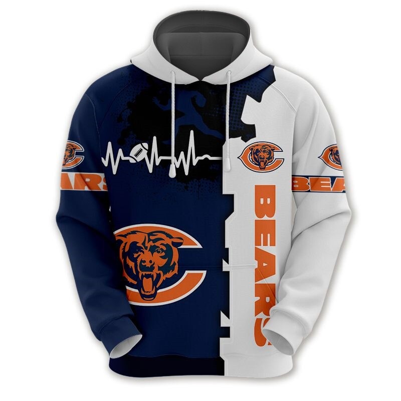 Show Your Support With This Chicago Bears All Over Print 3D Zip Hoodie For Nfl Fans