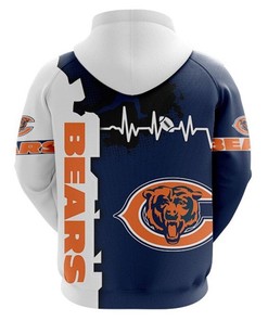 Show Your Support With This Chicago Bears All Over Print 3D Zip Hoodie For Nfl Fans