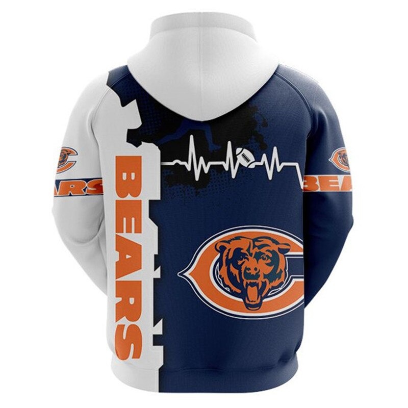 Show Your Support With This Chicago Bears All Over Print 3D Zip Hoodie For Nfl Fans