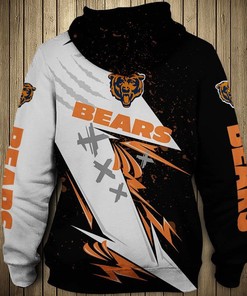 Show Your Team Spirit With This Chicago Bears All Over Print 3D Zip Hoodie - Thunder Graphic Gifts For Fans