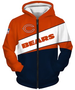 Show Your Team Spirit With This Chicago Bears All Over Print 3D Zip Hoodies