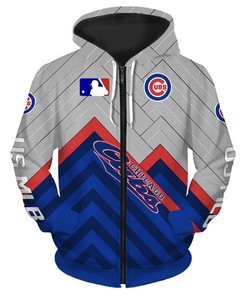 Show Your Team Spirit With This Chicago Cubs All Over Print 3D Baseball Zip Hoodie - Perfect For Fans Mlb