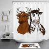 Showcase Your Love for Farm Animals with Watercolor Funny Bull Cow Farm Animals Waterproof Fabric Shower Curtain