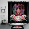 Shower Curtain Afro Girl Floral Bathroom Accessory With African American Women