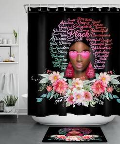 Shower Curtain Afro Girl Floral Bathroom Accessory With African American Women
