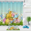 Shower Curtain At Home With Easter Eggs & Pink Plaid - Unique Home Decor