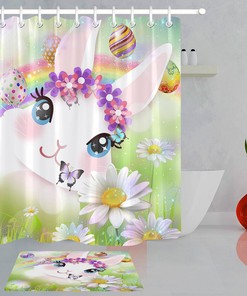Shower Curtain Ideas With Easter Eggs & Daisy Flowers - Colorful Bathroom Decor