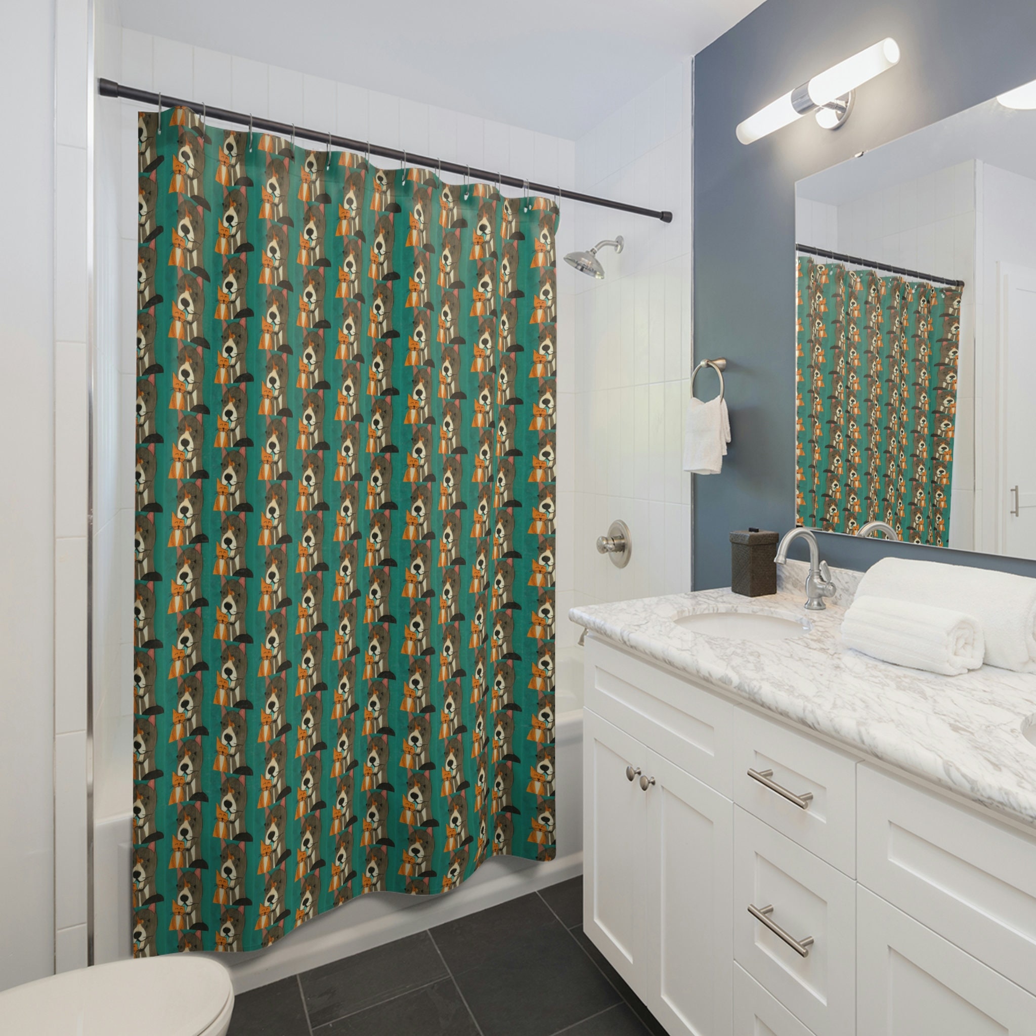 Shower Curtain Ideas for Dog and Cat Lovers with this unique design