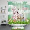 Shower Curtain Sets With Easter Eggs & Flower Tree - Fun Bunny Bathroom Decor