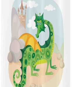 Shower Curtain With A Goofy Dragon Stable Theme - Adds Fun To Your Bathroom