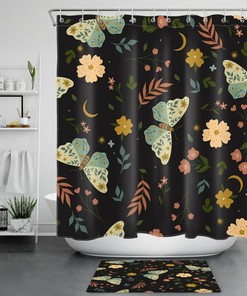 Shower Curtain With Butterfly, Flower And Leaf Motif - A Fairytale-Inspired Design