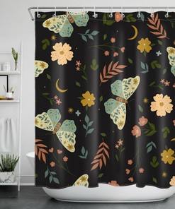 Shower Curtain With Butterfly, Flower And Leaf Motif - A Fairytale-Inspired Design