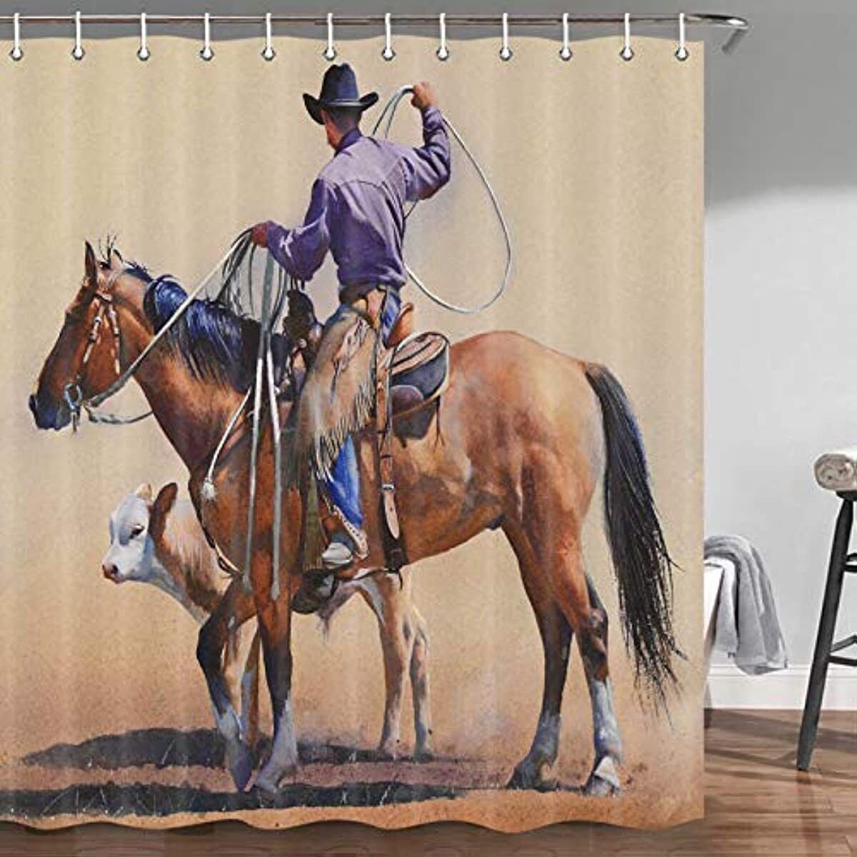 Shower Curtain With Country Western Cowboy Shower Curtain Vintage Horse Design