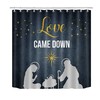 Shower Curtain With Golden Star Nativity Of Jesus For Christmas And Holiday Bathroom Decor